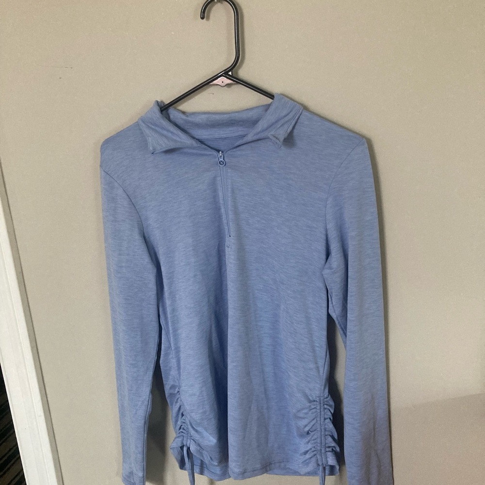 Light periwinkle Quarter-Zip Long Sleeve Top